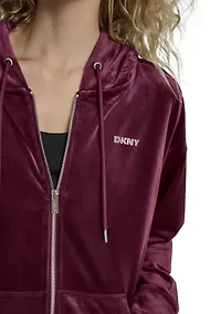 Women's Full Zip Hoodie with Mini Rhinestone Logo