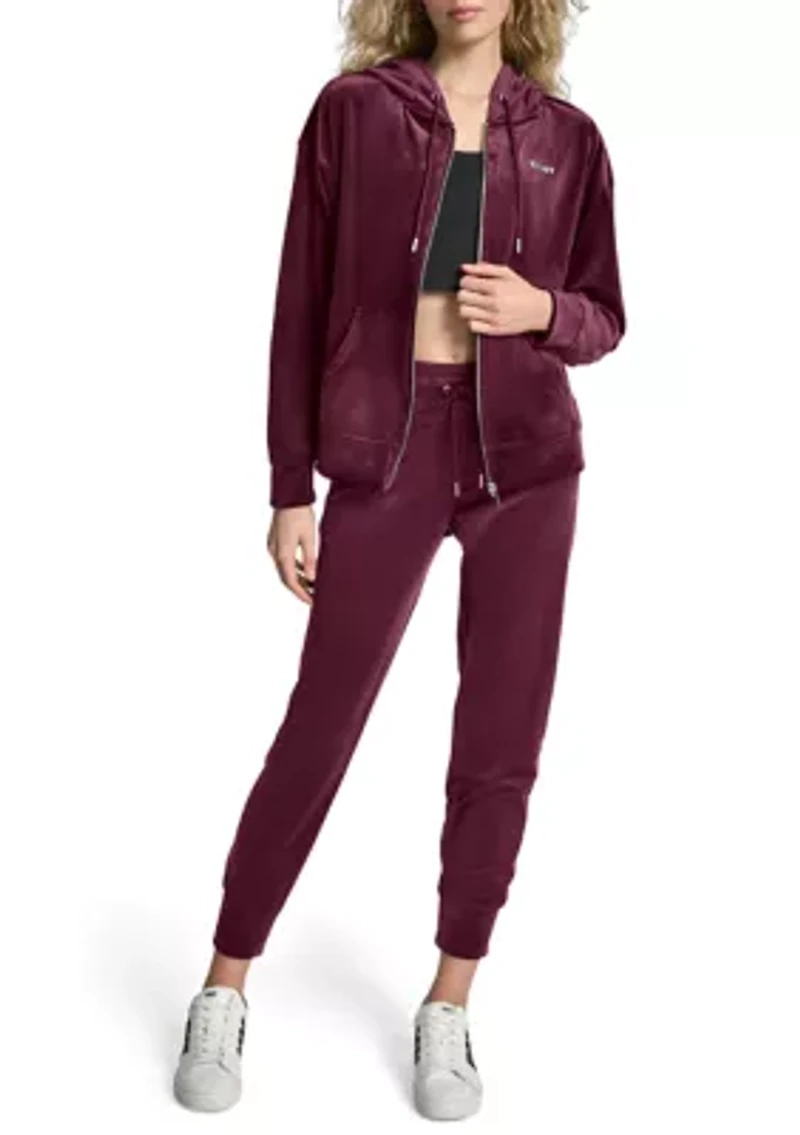 Women's Full Zip Hoodie with Mini Rhinestone Logo