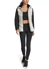 Women's Scuba Mixed Media Quilted Puffer Jacket