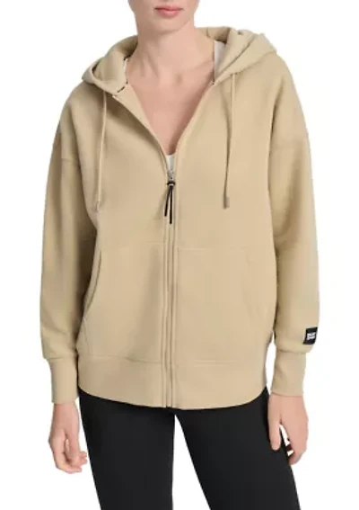 Women's Woven Patch Oversized Full Zip Hoodie