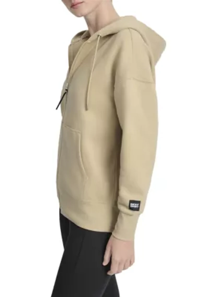 Women's Woven Patch Oversized Full Zip Hoodie
