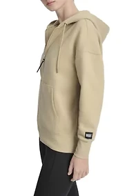 Women's Woven Patch Oversized Full Zip Hoodie