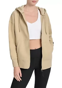 Women's Woven Patch Oversized Full Zip Hoodie