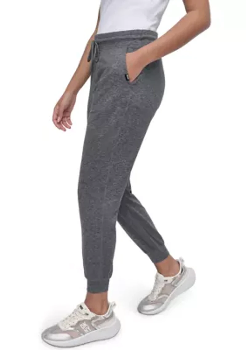 Space Dye High Waist Slim Fit Joggers with Pockets