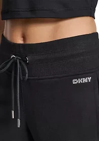 Cuffed Rhinestone Logo Joggers