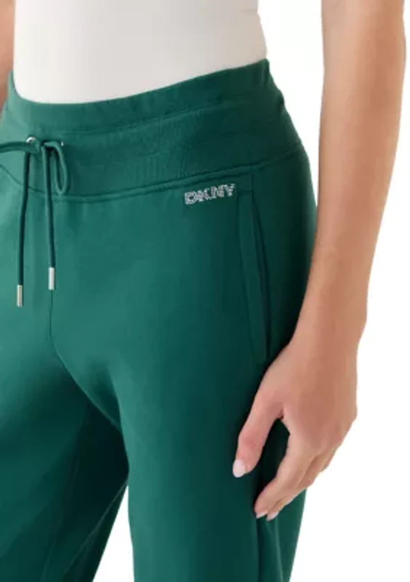 Cuffed Rhinestone Logo Joggers
