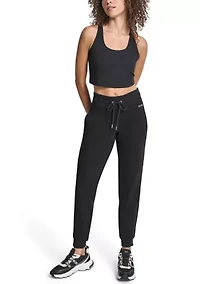 Cuffed Rhinestone Logo Joggers