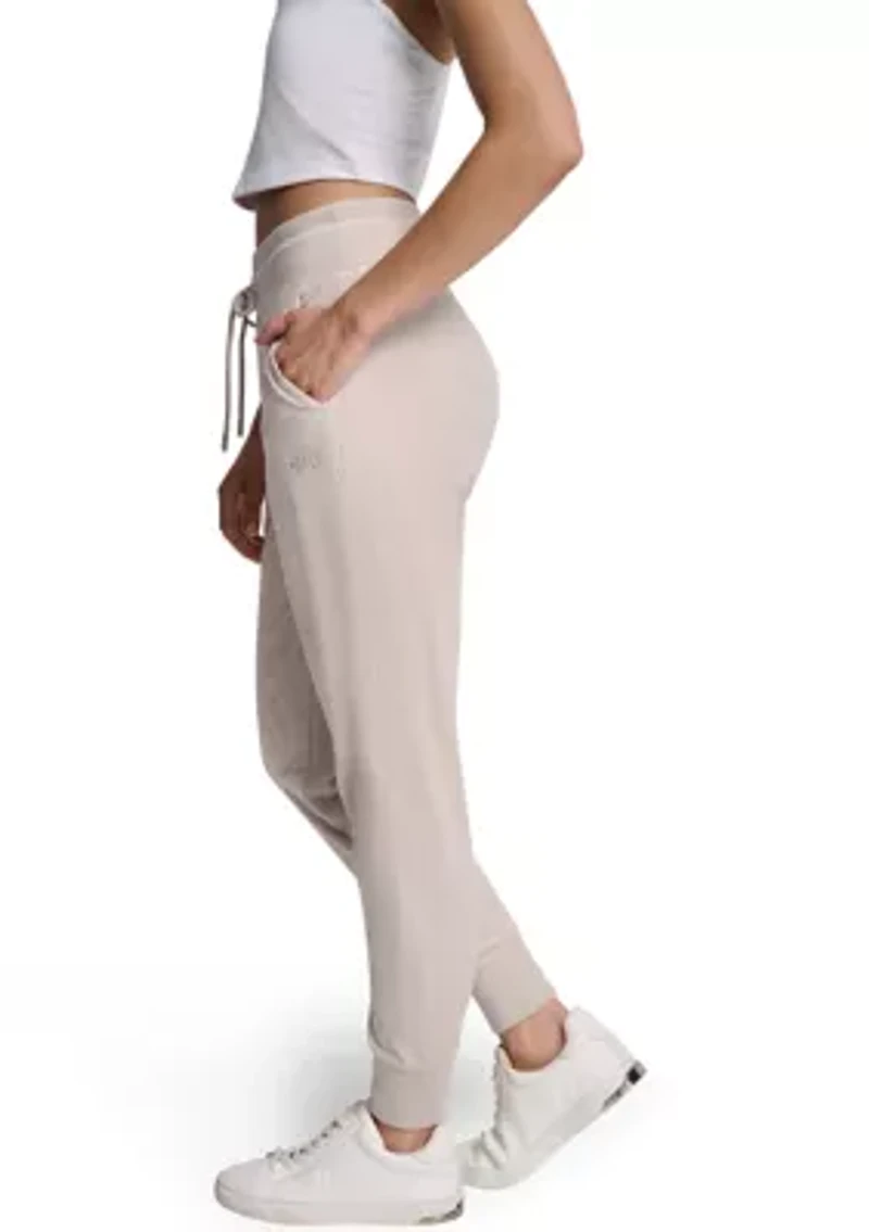 Women's Mid-Rise Slim Fit Jogger with Logo Embroidery