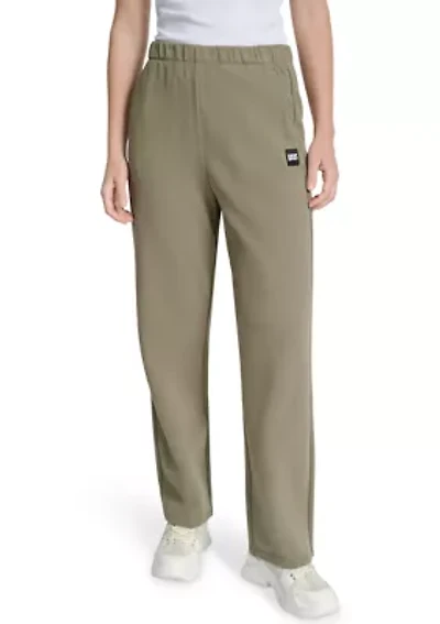 Women's Woven Patch Boyfriend Open Leg Pants