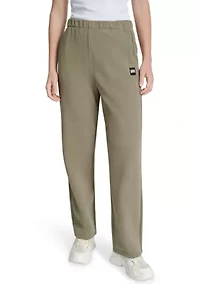 Women's Woven Patch Boyfriend Open Leg Pants