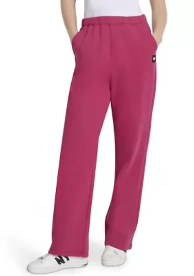 Women's Woven Patch Boyfriend Open Leg Pants