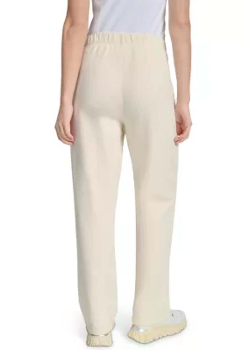 Women's Woven Patch Boyfriend Open Leg Pants