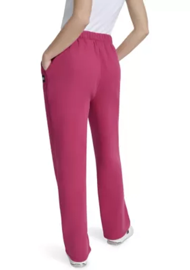 Women's Woven Patch Boyfriend Open Leg Pants