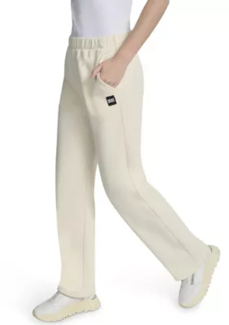 Women's Woven Patch Boyfriend Open Leg Pants