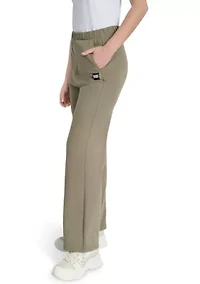 Women's Woven Patch Boyfriend Open Leg Pants