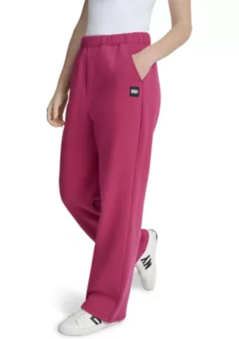 Women's Woven Patch Boyfriend Open Leg Pants