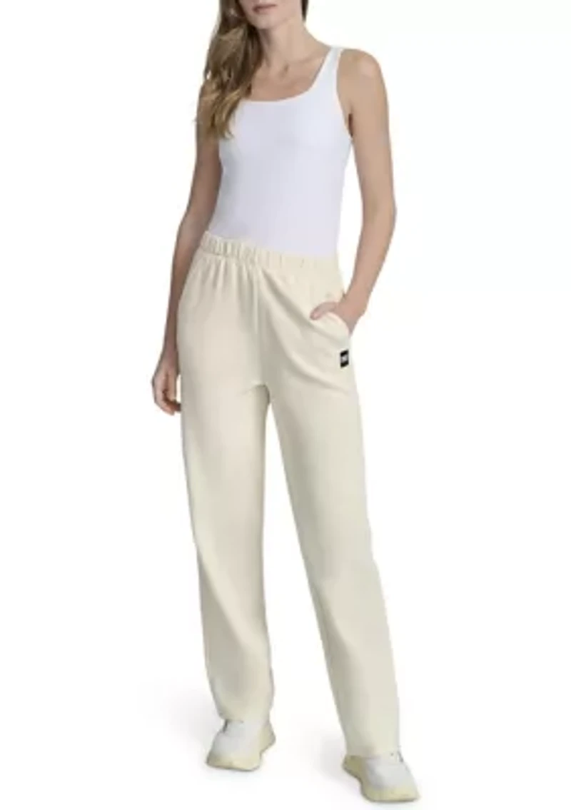 Women's Woven Patch Boyfriend Open Leg Pants
