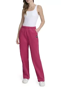 Women's Woven Patch Boyfriend Open Leg Pants