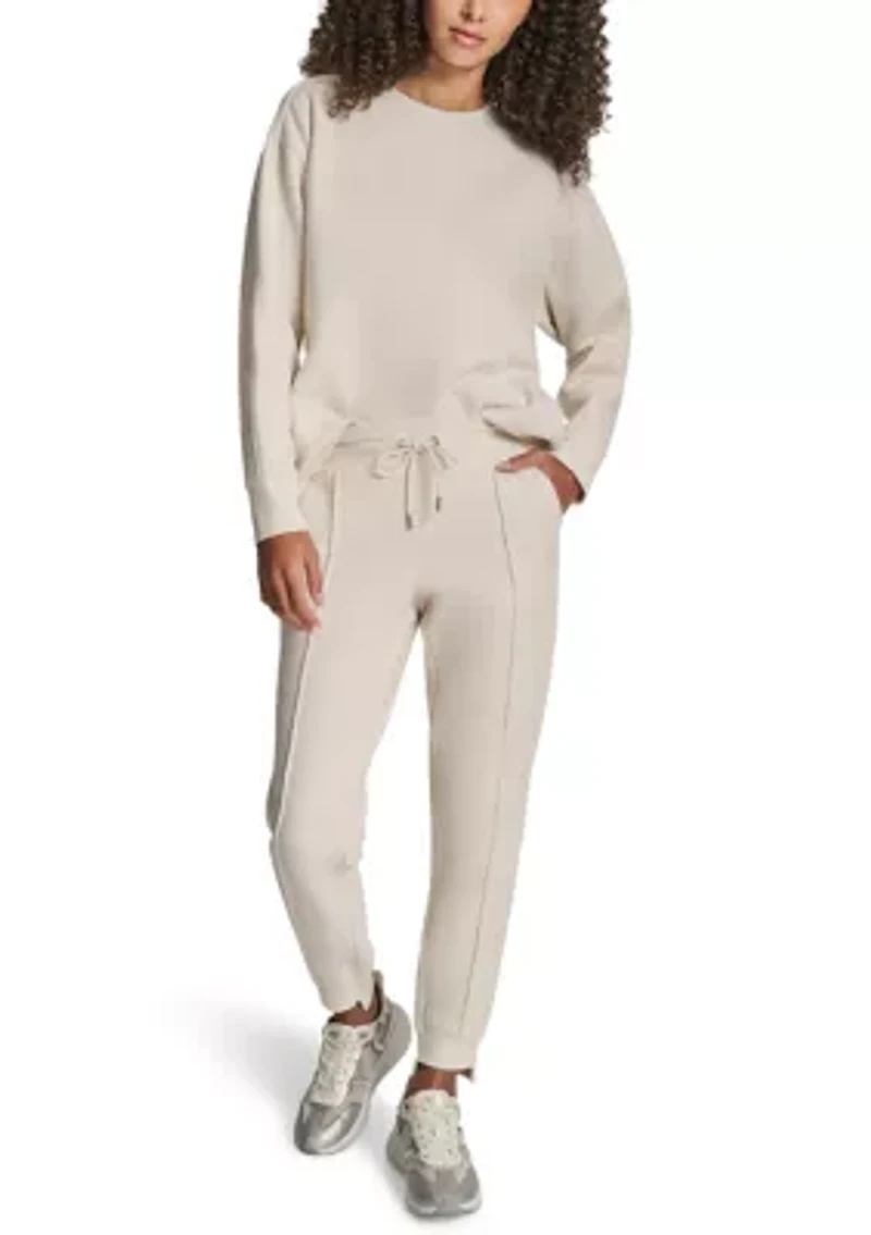 Women's Tonal Embroidered Logo Pintuck Jogger
