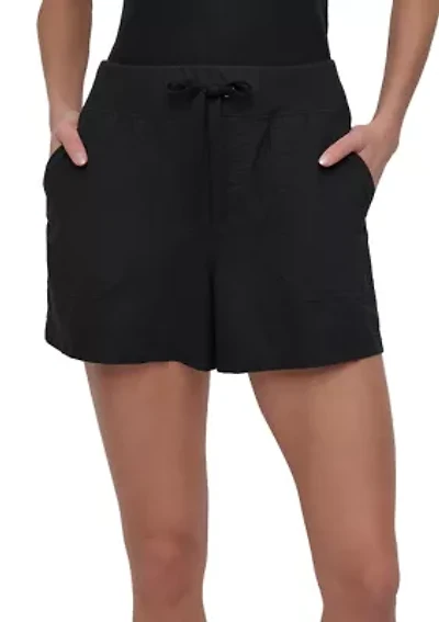 Rib Waistband Cargo Shorts with Twill Drawcord