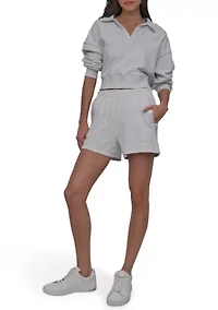 Varsity Embroidered Logo Smocked Waist 4" Shorts with Pockets