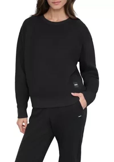 Women's Tonal Logo Patch Crew Neck Drop Shoulder Pullover