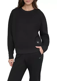 Women's Tonal Logo Patch Crew Neck Drop Shoulder Pullover