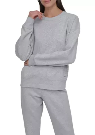 Women's Tonal Logo Patch Crew Neck Drop Shoulder Pullover