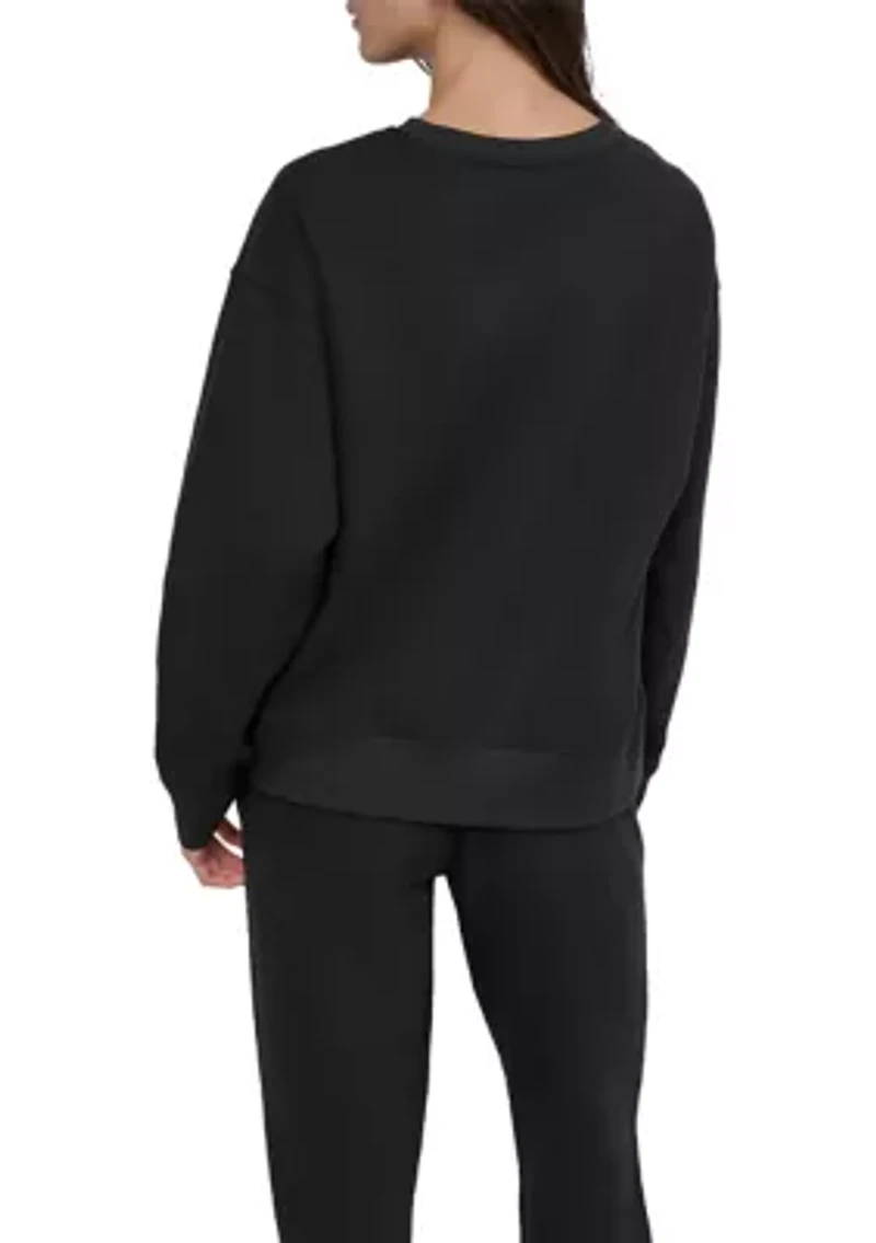 Women's Tonal Logo Patch Crew Neck Drop Shoulder Pullover