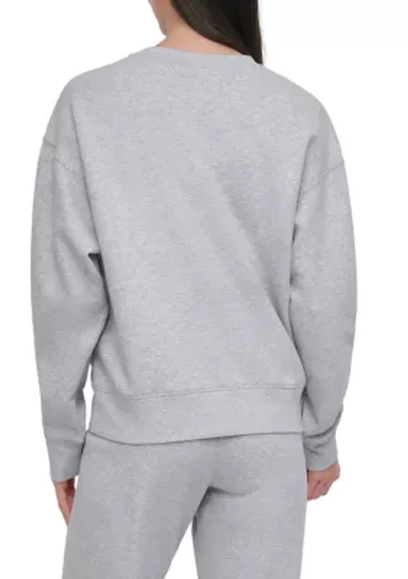 Women's Tonal Logo Patch Crew Neck Drop Shoulder Pullover