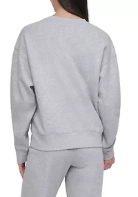 Women's Tonal Logo Patch Crew Neck Drop Shoulder Pullover