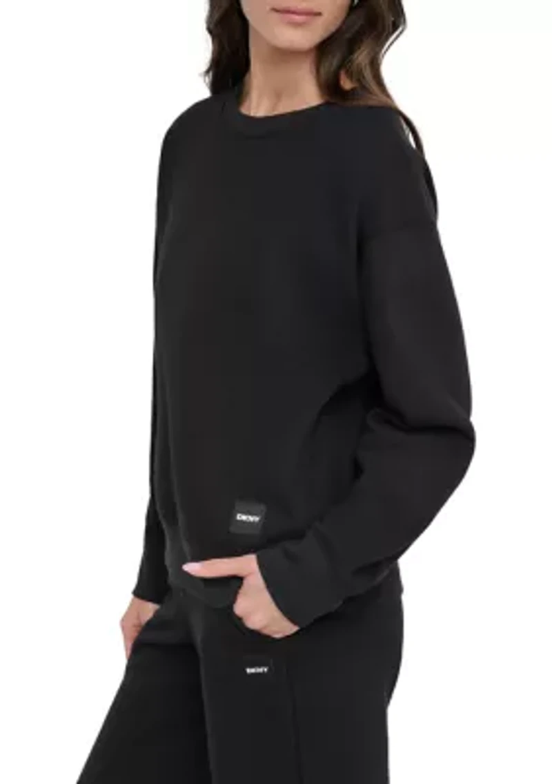 Women's Tonal Logo Patch Crew Neck Drop Shoulder Pullover