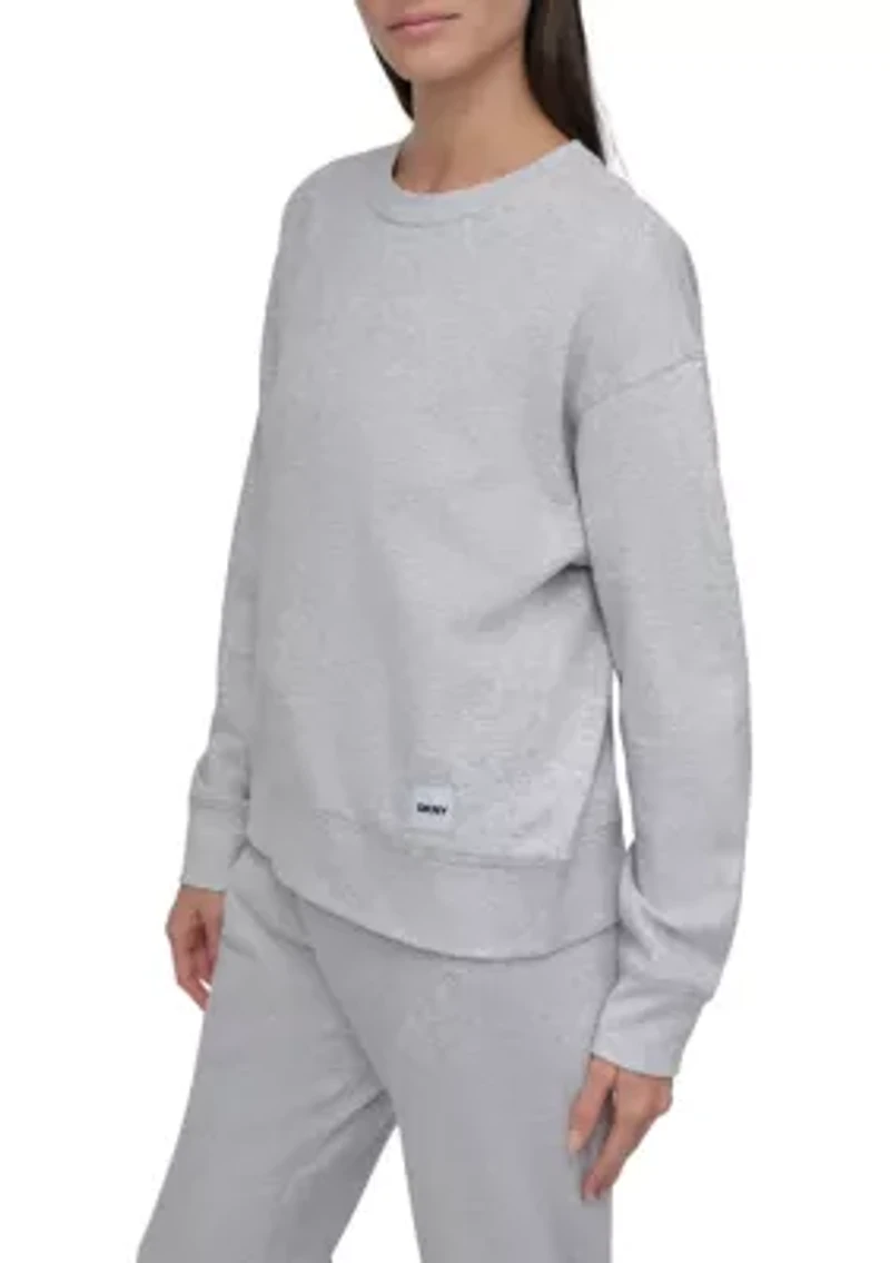 Women's Tonal Logo Patch Crew Neck Drop Shoulder Pullover