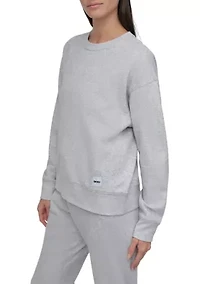 Women's Tonal Logo Patch Crew Neck Drop Shoulder Pullover