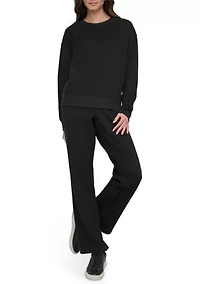 Women's Tonal Logo Patch Crew Neck Drop Shoulder Pullover