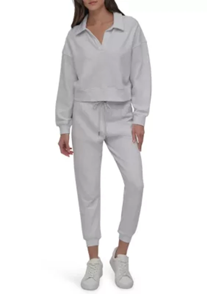 Women's Varsity Embroidered Logo Johnny Collar Pullover