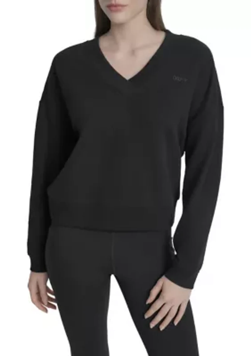 Women's Tonal Embroidered Logo Deep V-Neck Sweatshirt