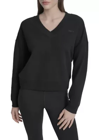 Women's Tonal Embroidered Logo Deep V-Neck Sweatshirt