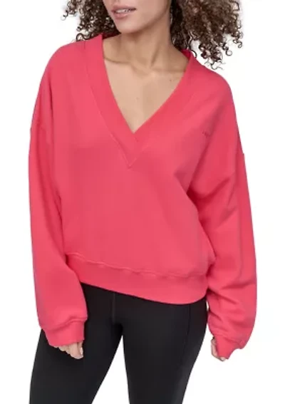 Women's Tonal Embroidered Logo Deep V-Neck Sweatshirt