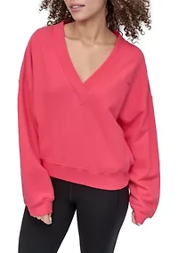 Women's Tonal Embroidered Logo Deep V-Neck Sweatshirt