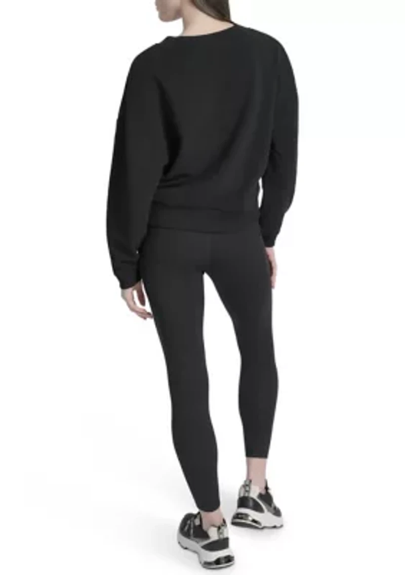 Women's Tonal Embroidered Logo Deep V-Neck Sweatshirt