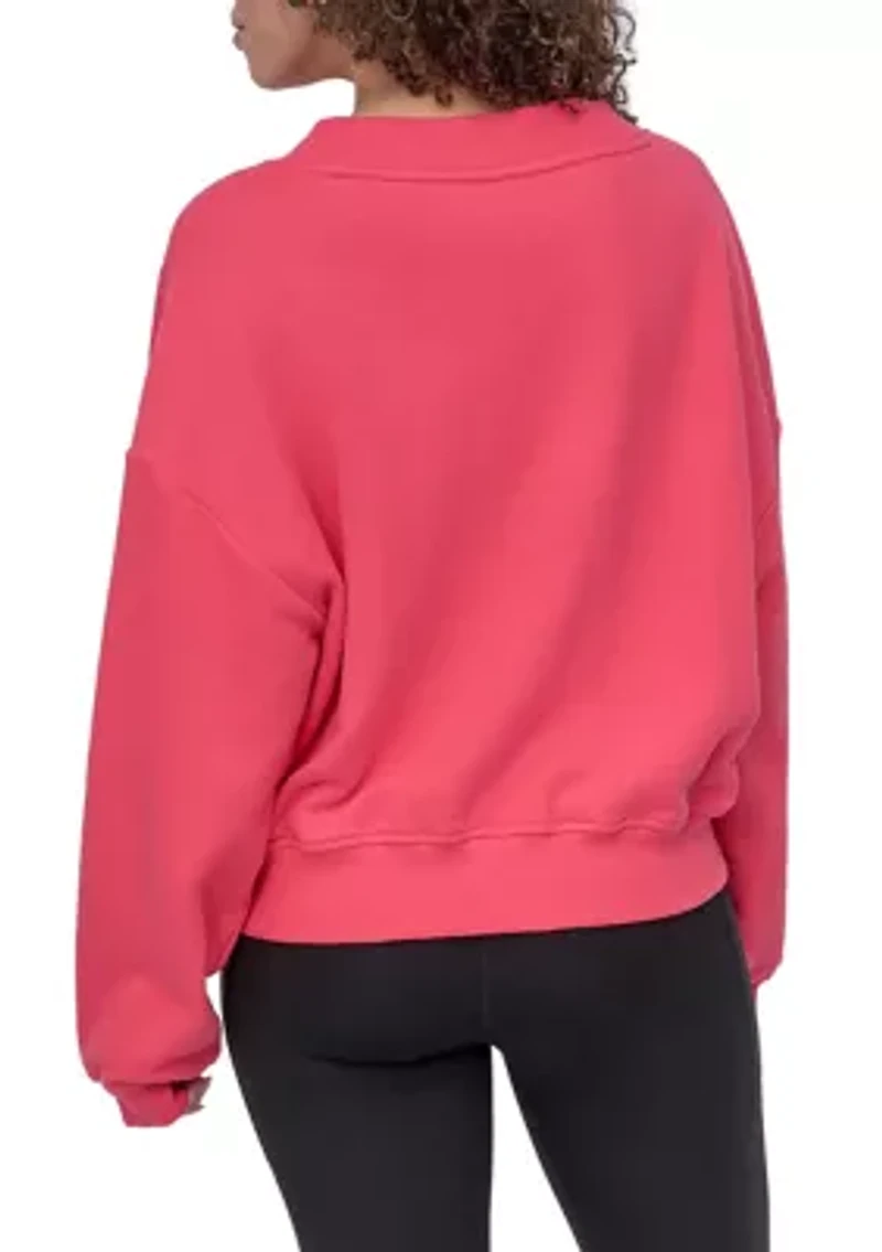 Women's Tonal Embroidered Logo Deep V-Neck Sweatshirt