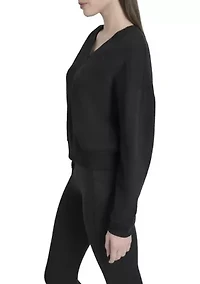 Women's Tonal Embroidered Logo Deep V-Neck Sweatshirt