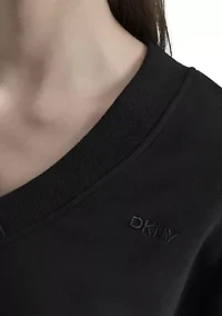 Women's Tonal Embroidered Logo Deep V-Neck Sweatshirt