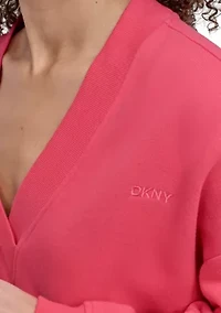 Women's Tonal Embroidered Logo Deep V-Neck Sweatshirt