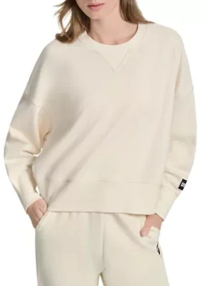 Women's Woven Patch Blouson Sleeve Oversized Pullover