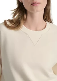 Women's Woven Patch Blouson Sleeve Oversized Pullover