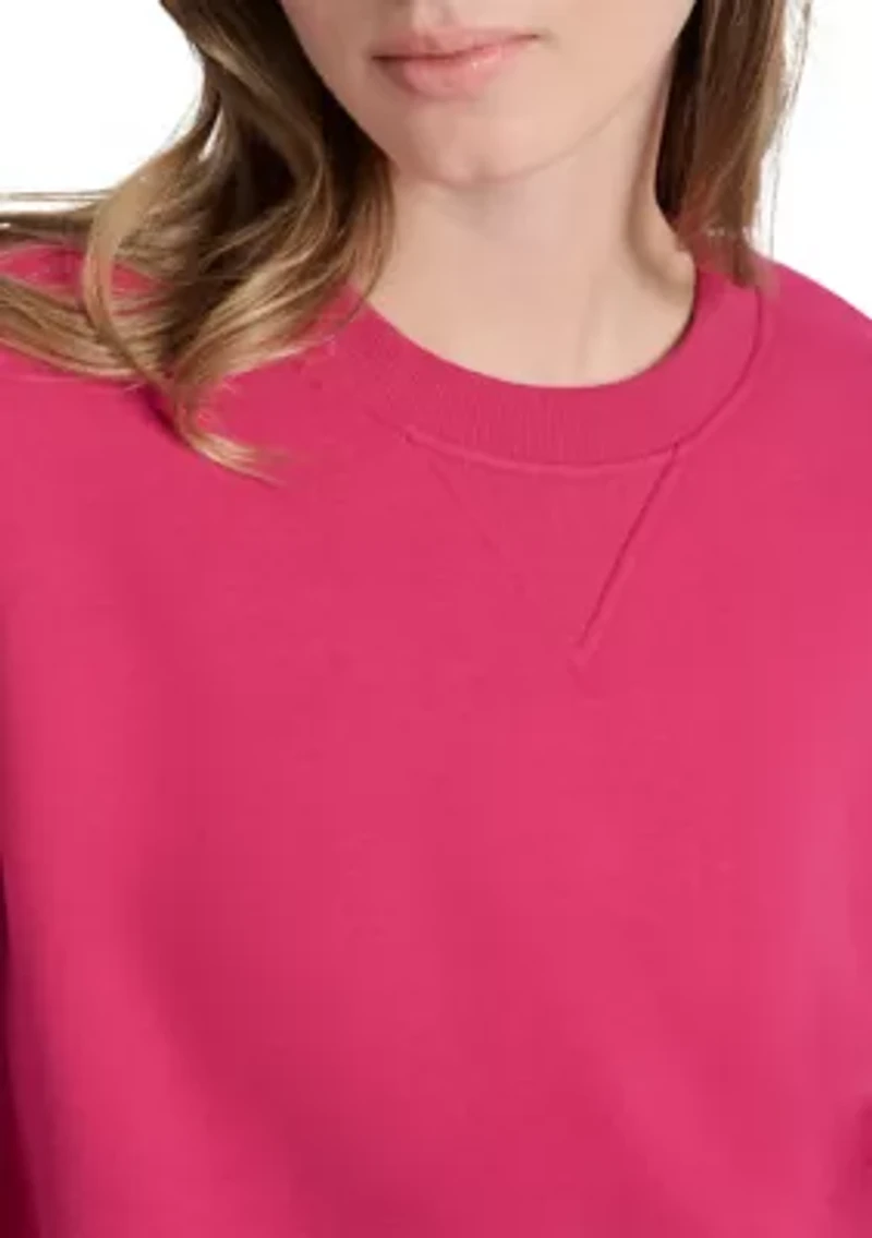 Women's Woven Patch Blouson Sleeve Oversized Pullover