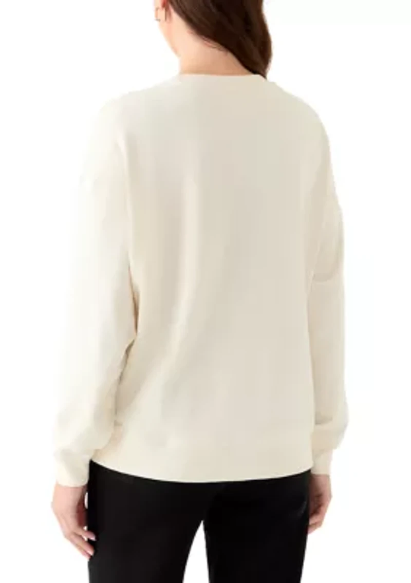 Stacked Animal Print Flocking Logo Crew Neck Pullover