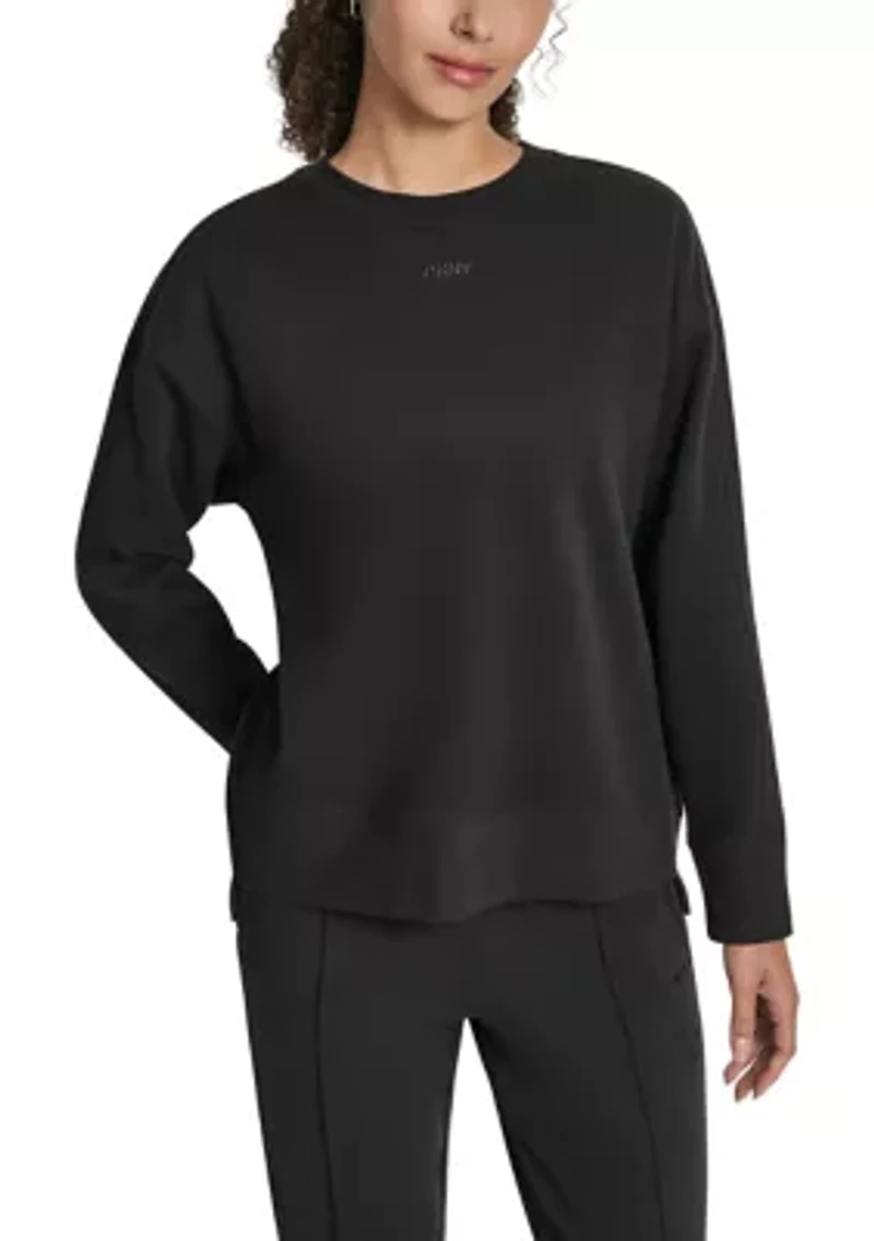 Women's Tonal Embroidered Logo High-Low Crew Neck Pullover